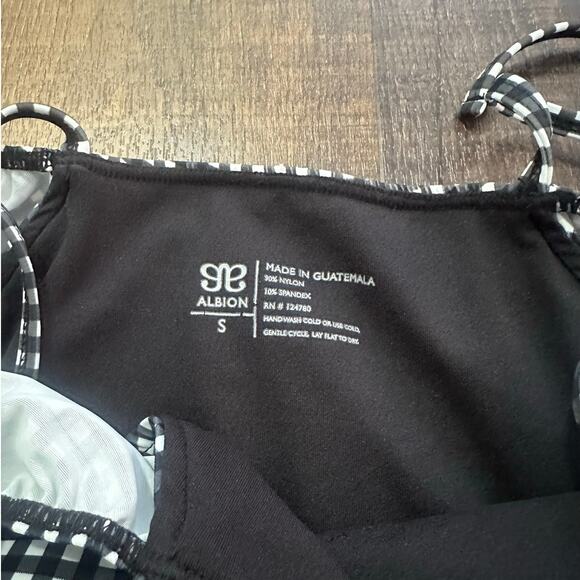 Albion Fit Kids Wave Swimsuit Top, Black Check Size Small - Picture 8 of 9